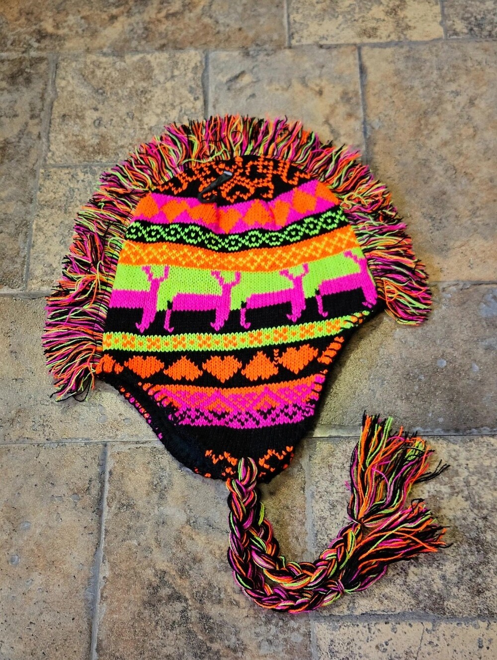 Neon Mohawk Winter Hat Brand New